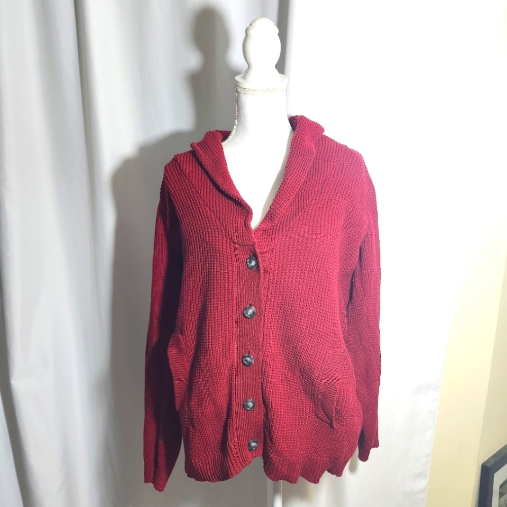 Pendleton Red Button Down Sweater M